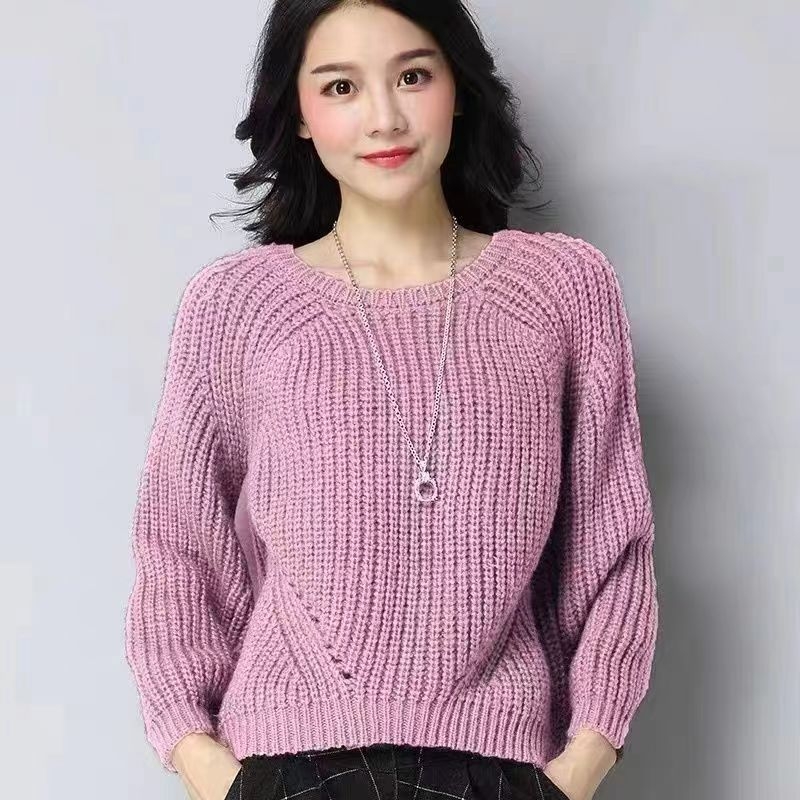 Pulover tricotat Ice Silk pentru femei – guler rotund, mâneci prințese, primăvara 2025, detaliu cusut