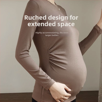 Női kismama kötött felső, meleg őszi-téli chenille modal keverék, karcsú fazon, kerek nyak, 3/4-es ujjak