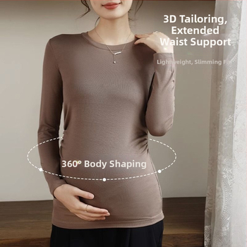 Női kismama kötött felső, meleg őszi-téli chenille modal keverék, karcsú fazon, kerek nyak, 3/4-es ujjak