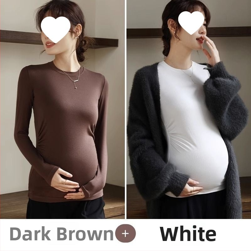 Női kismama kötött felső, meleg őszi-téli chenille modal keverék, karcsú fazon, kerek nyak, 3/4-es ujjak