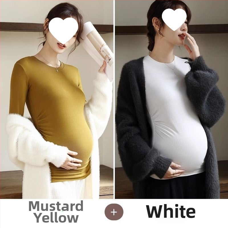 Női kismama kötött felső, meleg őszi-téli chenille modal keverék, karcsú fazon, kerek nyak, 3/4-es ujjak