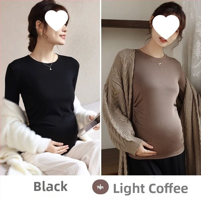 Női kismama kötött felső, meleg őszi-téli chenille modal keverék, karcsú fazon, kerek nyak, 3/4-es ujjak