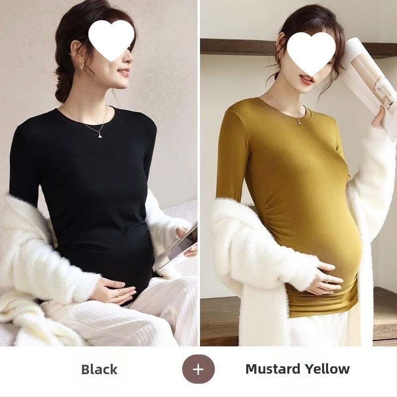 Női kismama kötött felső, meleg őszi-téli chenille modal keverék, karcsú fazon, kerek nyak, 3/4-es ujjak