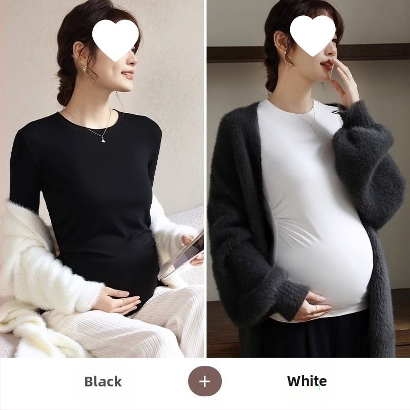 Női kismama kötött felső, meleg őszi-téli chenille modal keverék, karcsú fazon, kerek nyak, 3/4-es ujjak