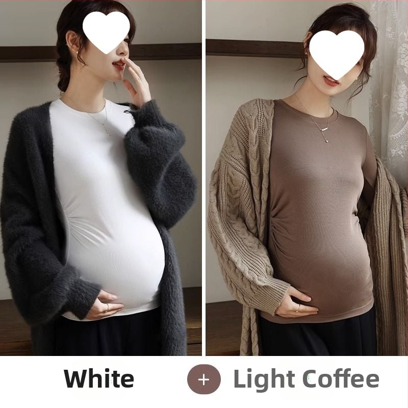 Női kismama kötött felső, meleg őszi-téli chenille modal keverék, karcsú fazon, kerek nyak, 3/4-es ujjak