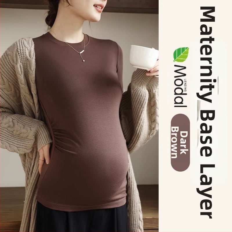 Női kismama kötött felső, meleg őszi-téli chenille modal keverék, karcsú fazon, kerek nyak, 3/4-es ujjak