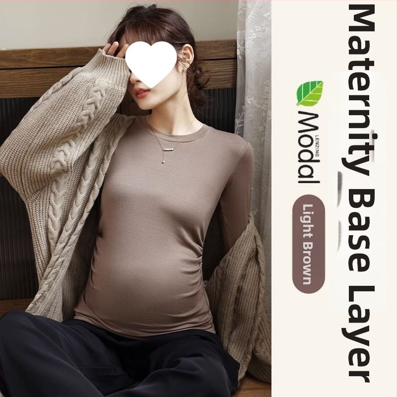 Női kismama kötött felső, meleg őszi-téli chenille modal keverék, karcsú fazon, kerek nyak, 3/4-es ujjak