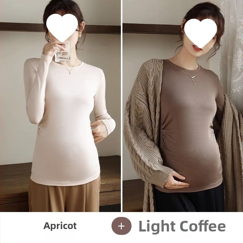 Női kismama kötött felső, meleg őszi-téli chenille modal keverék, karcsú fazon, kerek nyak, 3/4-es ujjak