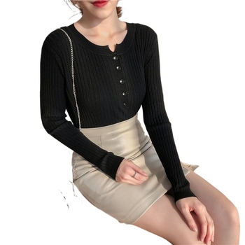 Szoptatós felső chenille kötött anyagból, szőrme gallér, spandex, 3/4 ujjú