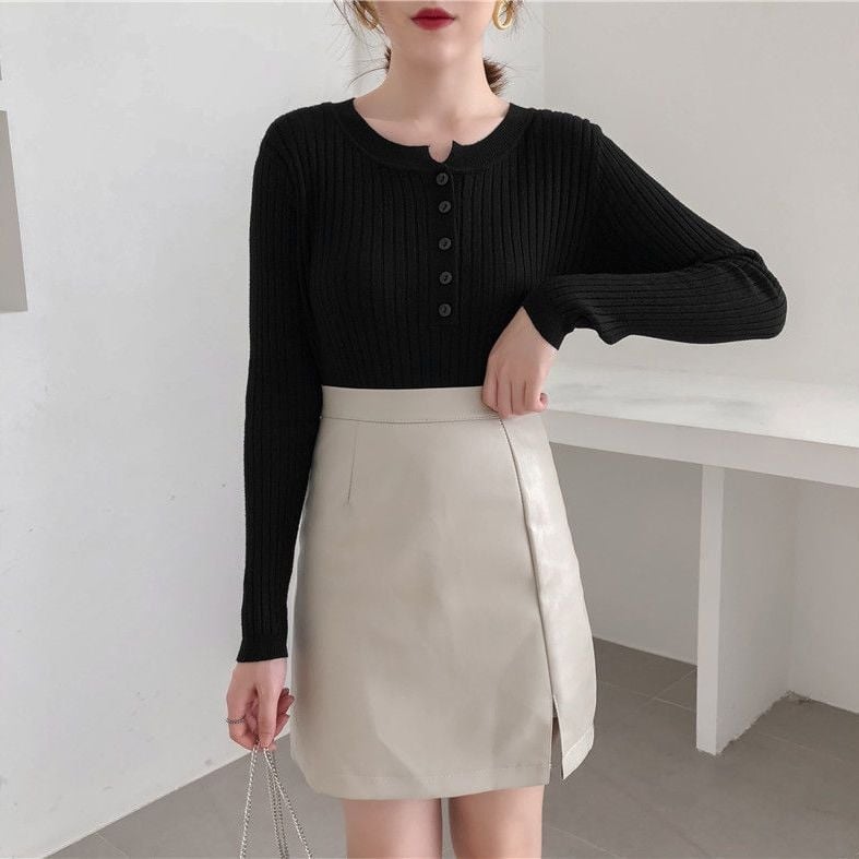 Szoptatós felső chenille kötött anyagból, szőrme gallér, spandex, 3/4 ujjú