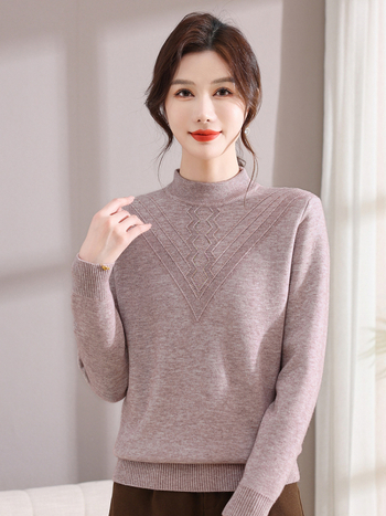 Elegants ziemas adīts džemperis sievietēm ar flisa iekšējo oderi, apaļa kakla atvere, garas piedurknes, 80–90% poliestera