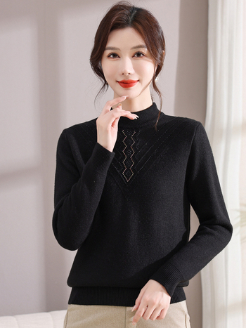 Elegants ziemas adīts džemperis sievietēm ar flisa iekšējo oderi, apaļa kakla atvere, garas piedurknes, 80–90% poliestera