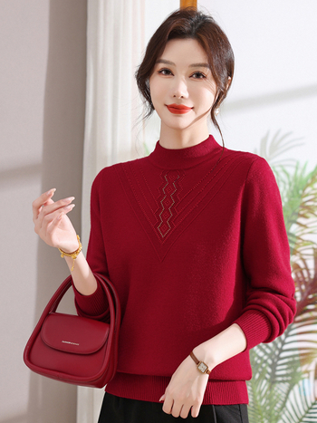 Elegants ziemas adīts džemperis sievietēm ar flisa iekšējo oderi, apaļa kakla atvere, garas piedurknes, 80–90% poliestera