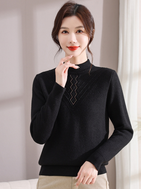 Elegants ziemas adīts džemperis sievietēm ar flisa iekšējo oderi, apaļa kakla atvere, garas piedurknes, 80–90% poliestera