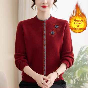 Sieviešu ziemas džemperis ar flīsa iekšpusi, kapuci, garām piedurknēm, apaļš kakls, 90–95% poliestera