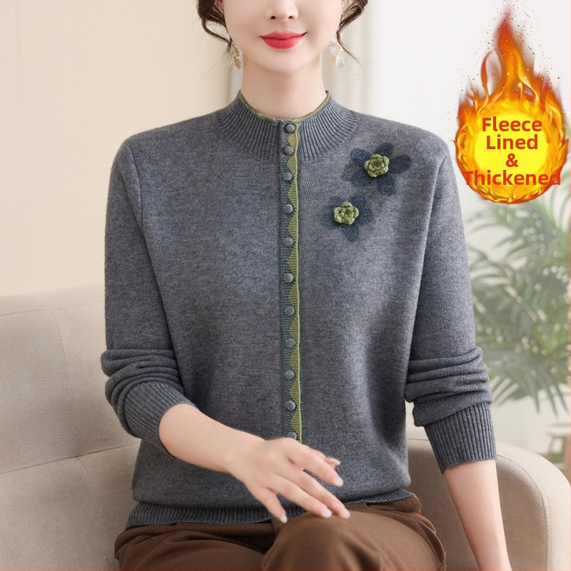 Sieviešu ziemas džemperis ar flīsa iekšpusi, kapuci, garām piedurknēm, apaļš kakls, 90–95% poliestera