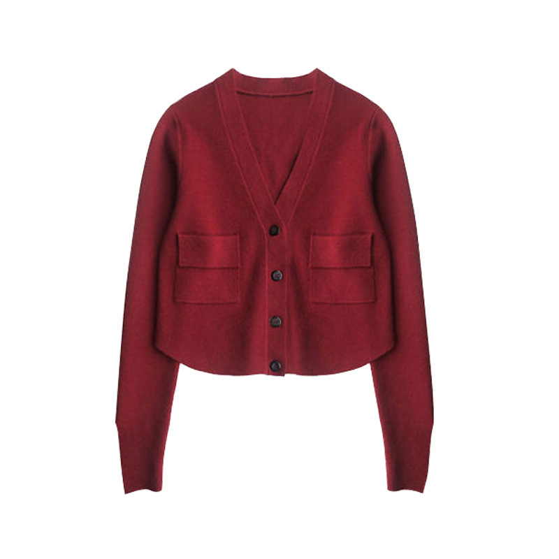 Set za trudnice: haljina i kardigan za jesen-zimu, crveni pleteni print, moderan zimski outfit za Novu godinu, dvodijelni set