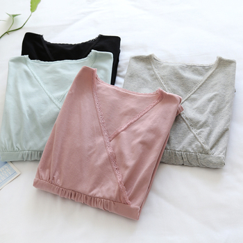 Μπλούζα μητρότητας για θηλασμό, κορεατικού στυλ, πλεκτό ύφασμα, 95% βαμβάκι, μακριά μανίκια