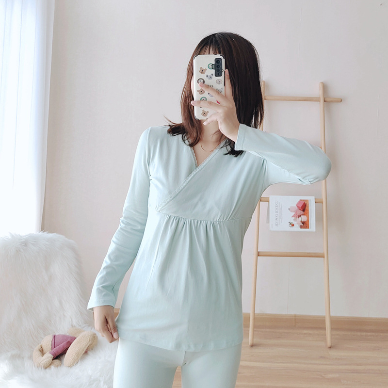 Μπλούζα μητρότητας για θηλασμό, κορεατικού στυλ, πλεκτό ύφασμα, 95% βαμβάκι, μακριά μανίκια