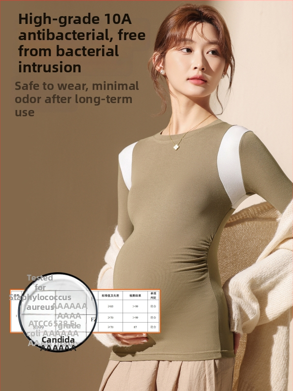 Μπλούζα εγκυμοσύνης με σχέδιο σπλίσινγκ, στρογγυλός λαιμός, μακριά μανίκια, μεσαίο μήκος, βισκόζη 90–95%