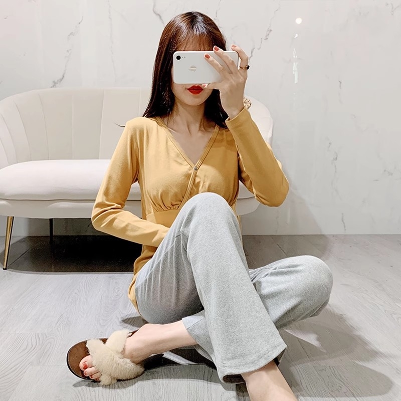 Set de pantaloni pentru gravide, cu mâneci lungi, 95% bumbac