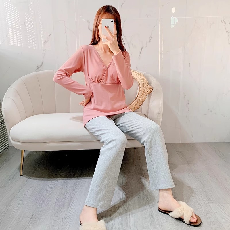 Set de pantaloni pentru gravide, cu mâneci lungi, 95% bumbac