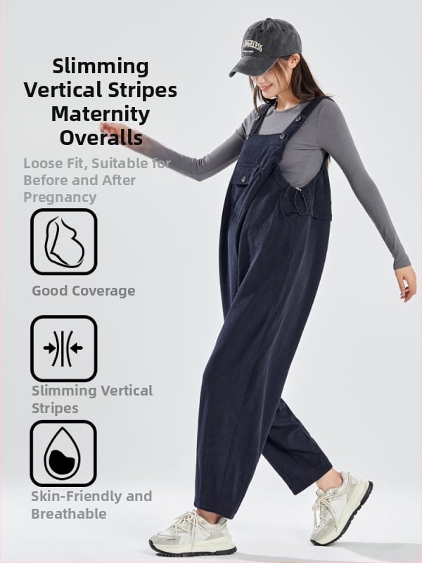 Παντελόνια εγκύων με τιράντες - corduroy, πολυεστέρας 90–95%, Spandex <30%, Micro-elastic, Φθινόπωρο 2024