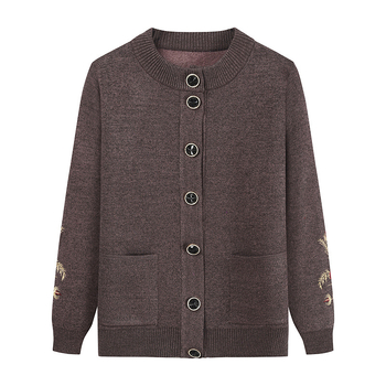 Izšūts adīts kardigans vecākiem - rudens/ziema, poliestera audums, vienkrāsains raksts, ķīniešu stils