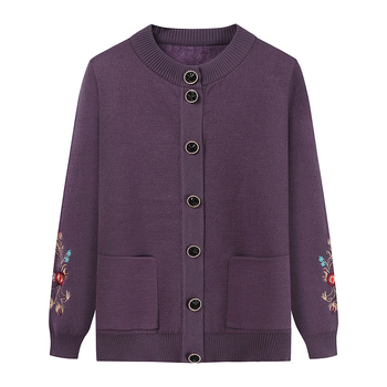 Izšūts adīts kardigans vecākiem - rudens/ziema, poliestera audums, vienkrāsains raksts, ķīniešu stils