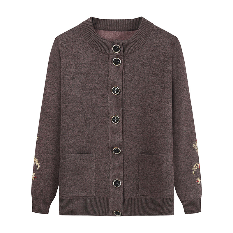 Izšūts adīts kardigans vecākiem - rudens/ziema, poliestera audums, vienkrāsains raksts, ķīniešu stils