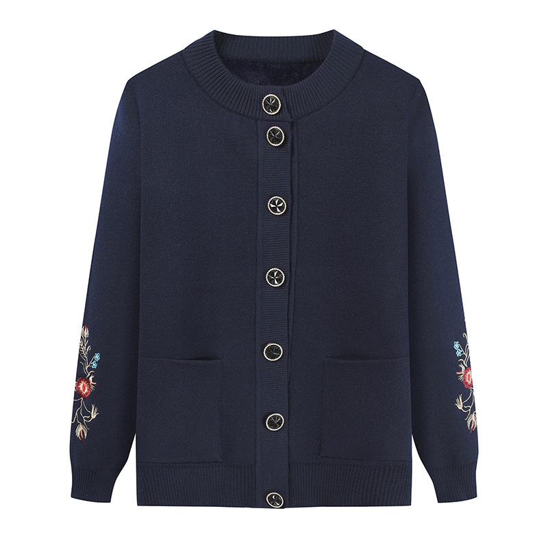 Izšūts adīts kardigans vecākiem - rudens/ziema, poliestera audums, vienkrāsains raksts, ķīniešu stils