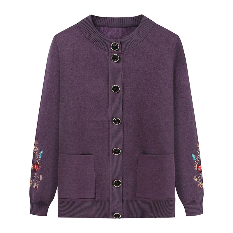 Izšūts adīts kardigans vecākiem - rudens/ziema, poliestera audums, vienkrāsains raksts, ķīniešu stils