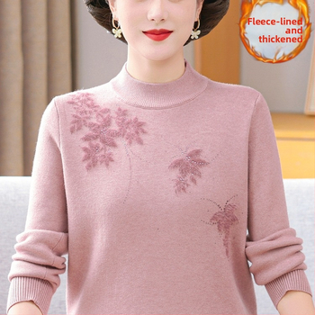 Top tricotat din velur, croială lejeră, guler semi-turtleneck, glugă, lungime medie, stil retro Chinezesc