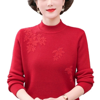 Top tricotat din velur, croială lejeră, guler semi-turtleneck, glugă, lungime medie, stil retro Chinezesc