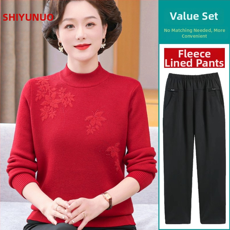 Top tricotat din velur, croială lejeră, guler semi-turtleneck, glugă, lungime medie, stil retro Chinezesc