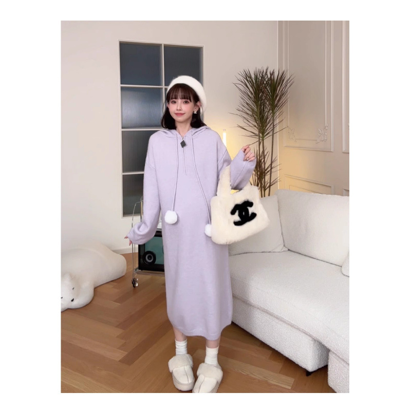 HY Платье трикотажно, кръгло деколте, дълги ръкави, найлон 95%+, midi дължина, фея пола, моделована при висока температура