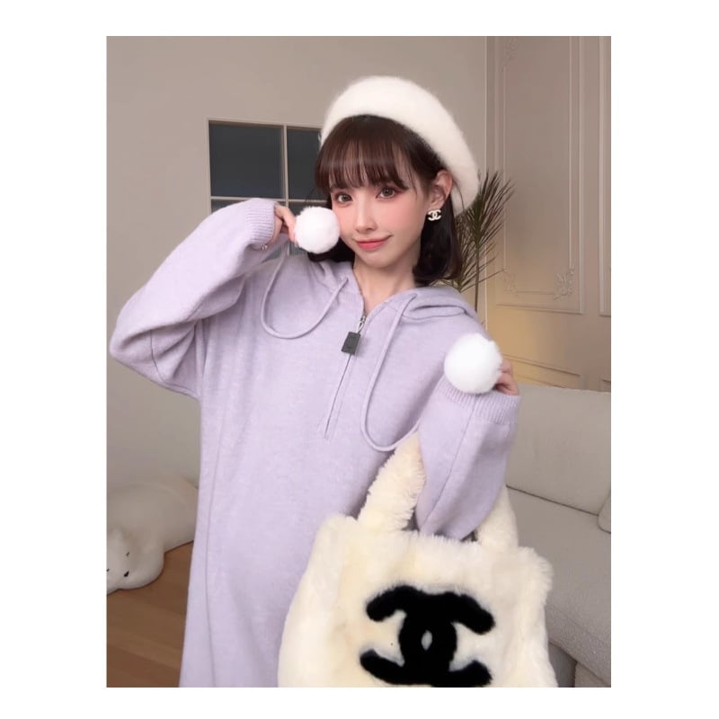 HY Платье трикотажно, кръгло деколте, дълги ръкави, найлон 95%+, midi дължина, фея пола, моделована при висока температура