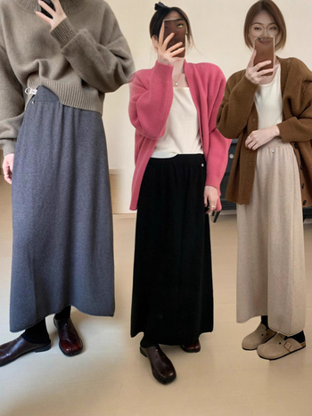 Пола за бременни, плетена вълнена, дълга, с висока талия