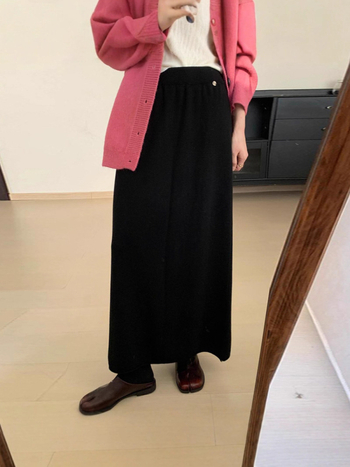 Пола за бременни, плетена вълнена, дълга, с висока талия