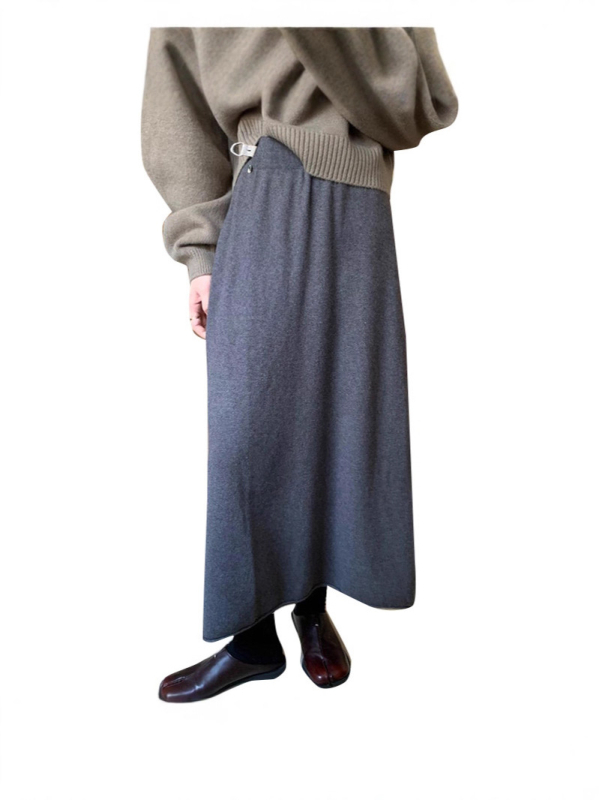 Пола за бременни, плетена вълнена, дълга, с висока талия