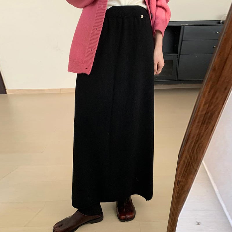 Пола за бременни, плетена вълнена, дълга, с висока талия