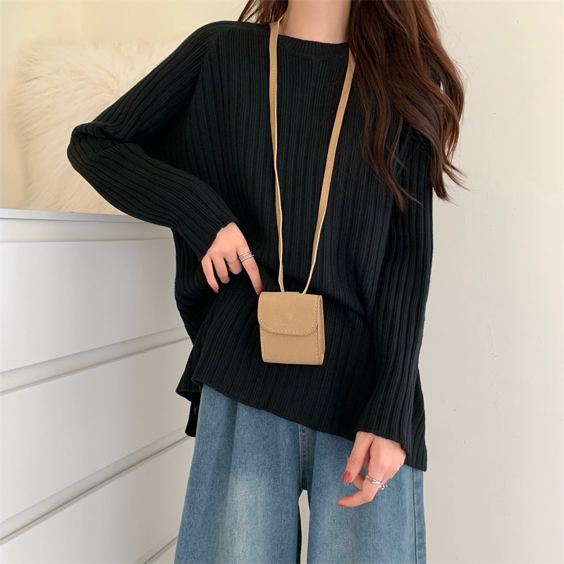 Τοπ εγκυμοσύνης σε κορεατικό στυλ, άνετη γραμμή, στρογγυλός λαιμός, μακριά μανίκια, μήκος 50–65 εκ, μείξη κασμίρι-πολυεστέρα