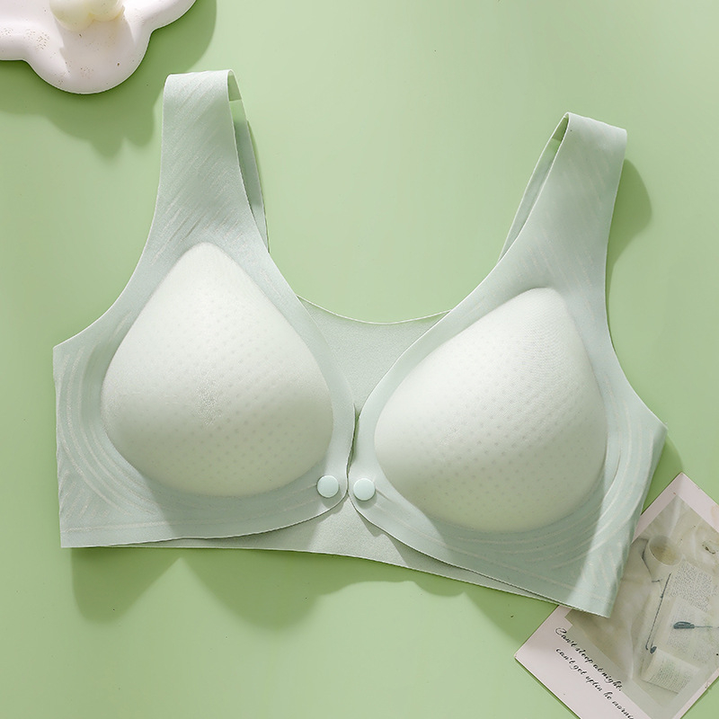 Szoptatós melltartó terhességre és a szülés utáni időszakra – könnyű, légáteresztő nylon anyag, bélés spandex 70–80%, vékony formázott kosár, hátul 4 sor kapocs, rögzített dupla vállpánt, fényes dizájn