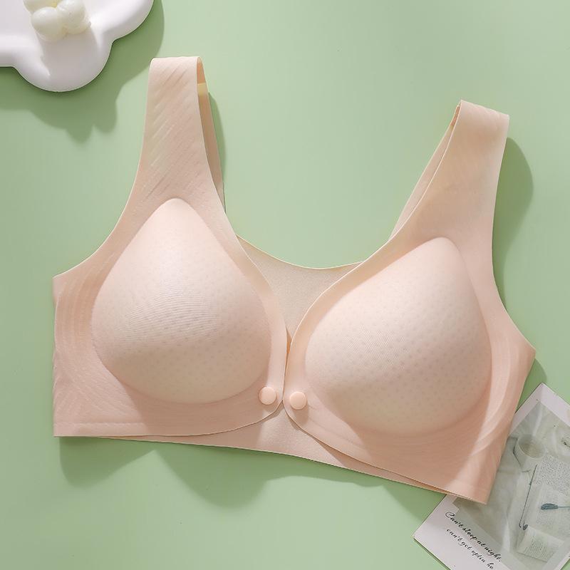 Szoptatós melltartó terhességre és a szülés utáni időszakra – könnyű, légáteresztő nylon anyag, bélés spandex 70–80%, vékony formázott kosár, hátul 4 sor kapocs, rögzített dupla vállpánt, fényes dizájn