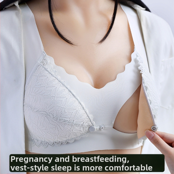 Σουτιέν θηλασμού με μπροστινό κούμπωμα, δαντελένια λεπτομέρεια, λεπτά μορφοποιημένα κύπελλα, χωρίς μεταλλική ράβδο, σταθερές διπλές τιράντες