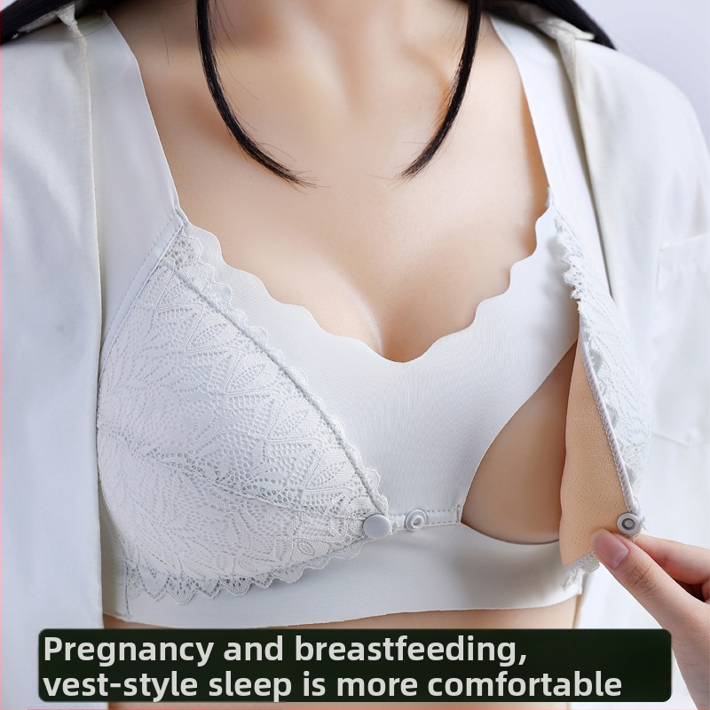 Σουτιέν θηλασμού με μπροστινό κούμπωμα, δαντελένια λεπτομέρεια, λεπτά μορφοποιημένα κύπελλα, χωρίς μεταλλική ράβδο, σταθερές διπλές τιράντες