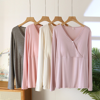 Top de alăptare cu mâneci lungi, fără sutien, viscoză modală 90–95%, grosime moderată 181–200 g/m2, potrivit pentru toate sezoanele