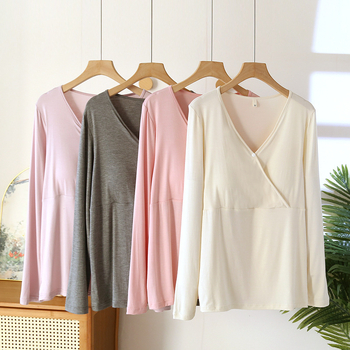 Top de alăptare cu mâneci lungi, fără sutien, viscoză modală 90–95%, grosime moderată 181–200 g/m2, potrivit pentru toate sezoanele