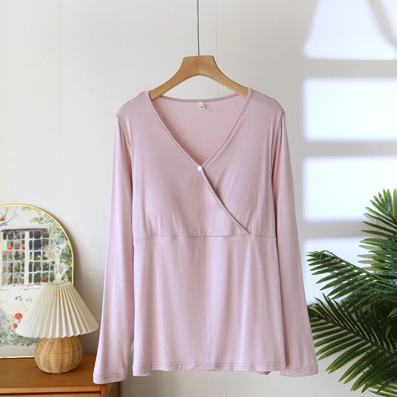 Top de alăptare cu mâneci lungi, fără sutien, viscoză modală 90–95%, grosime moderată 181–200 g/m2, potrivit pentru toate sezoanele