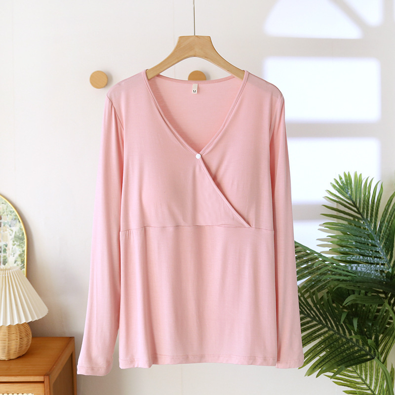 Top de alăptare cu mâneci lungi, fără sutien, viscoză modală 90–95%, grosime moderată 181–200 g/m2, potrivit pentru toate sezoanele